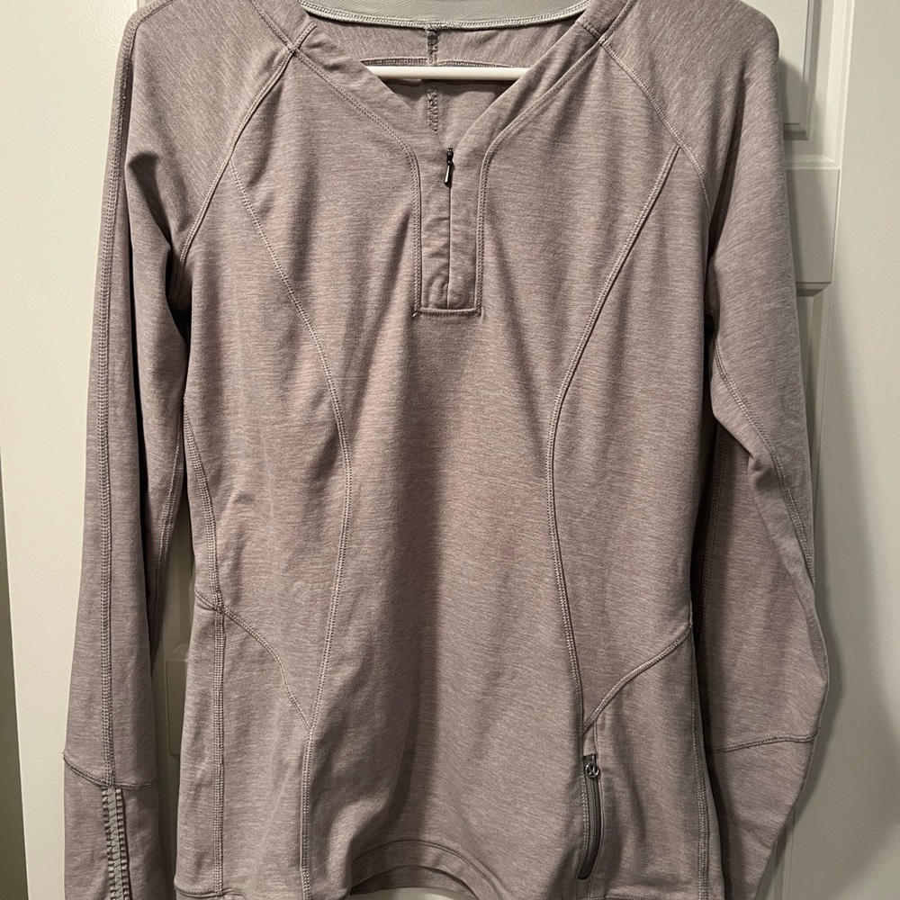 Gray quarter zip lululemon running shirt